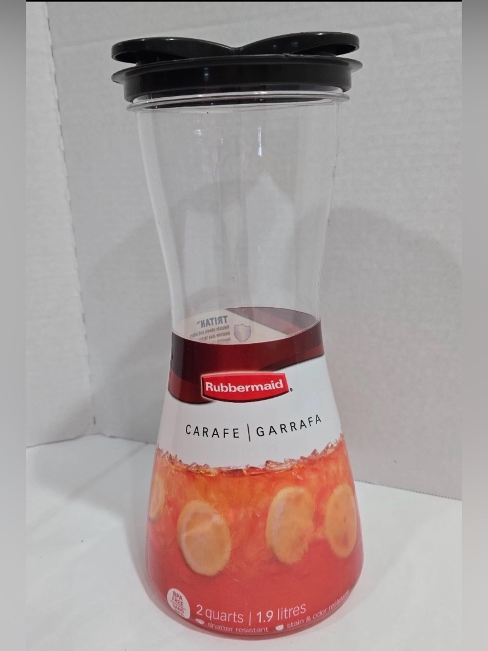 New Rubbermaid 2 qt Carafe Leak-Proof Lid BPA Free Shatter Resistant Clear 11.5"